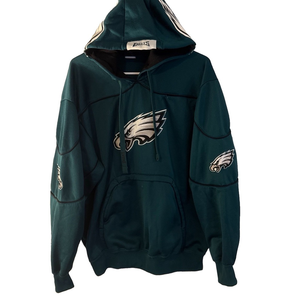 Philadelphia Eagles NFL Team Apparel Hoodie Multi Logo Embroidered Pullover